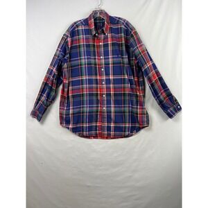 Ralph Lauren Blake Shirt Men Large Blue Red Plaid Long Sleeve Button Down Cotton